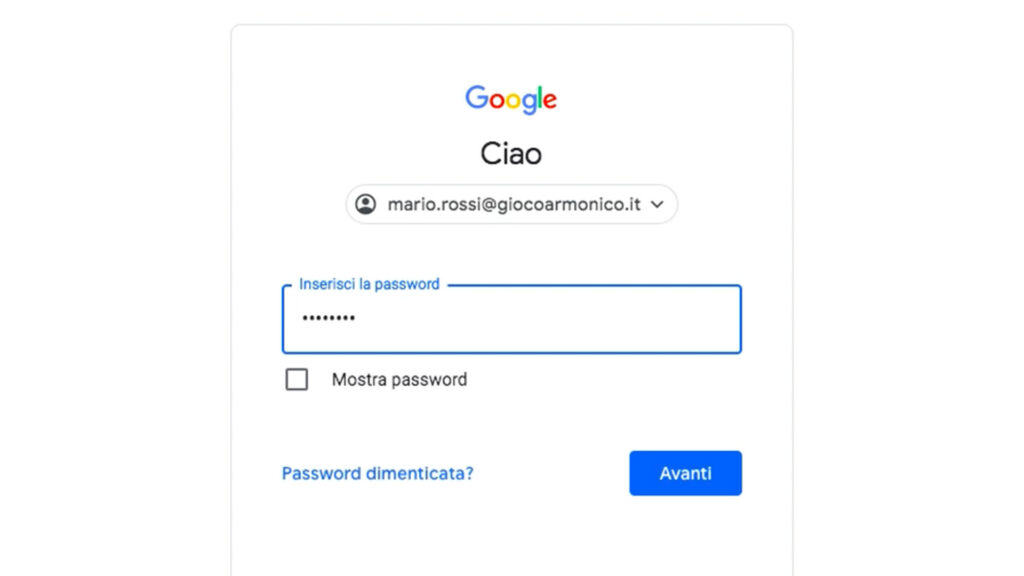 Password - Guida utilizzo Google Classroom 